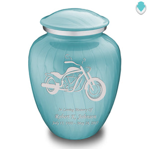 Adult Embrace Pearl Light Blue Motorcycle Cremation Urn