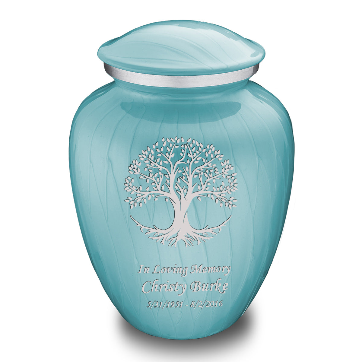 Adult Embrace Pearl Light Blue Tree of Life Cremation Urn