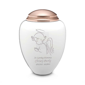 Adult Tribute White & Rose Gold Angel Cremation Urn