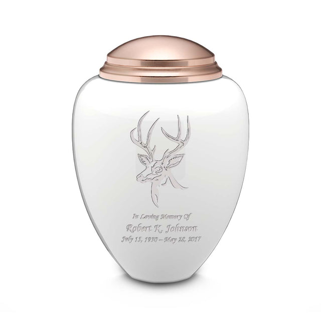 Adult Tribute White & Rose Gold Deer Cremation Urn