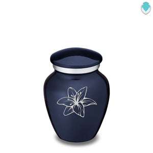 Keepsake Embrace Cobalt Blue Lily Cremation Urn