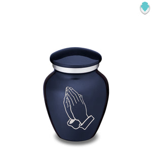 Keepsake Embrace Cobalt Blue Praying Hands Cremation Urn