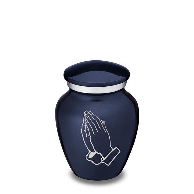 Keepsake Embrace Cobalt Blue Praying Hands Cremation Urn
