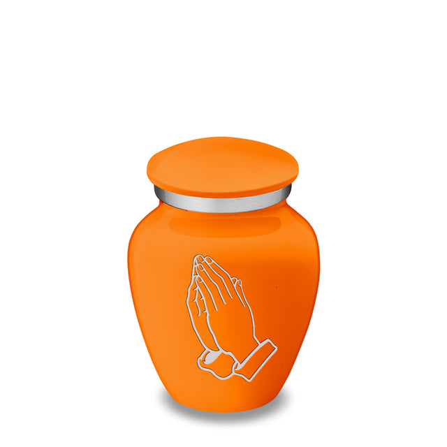 Keepsake Embrace Burnt Orange Praying Hands Cremation Urn