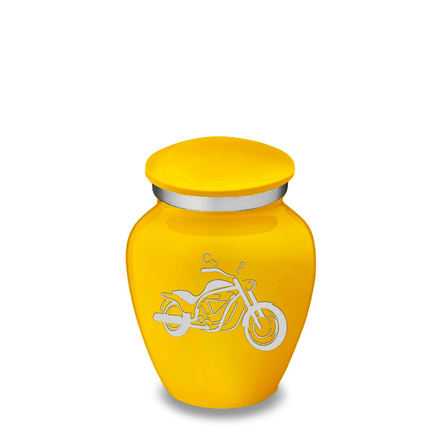 Keepsake Embrace Yellow Motorcycle Cremation Urn