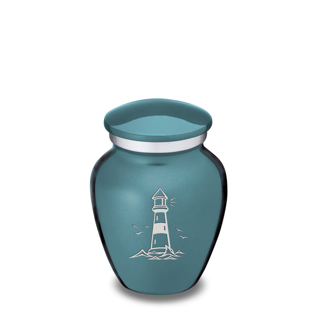 Keepsake Embrace Teal Lighthouse Cremation Urn