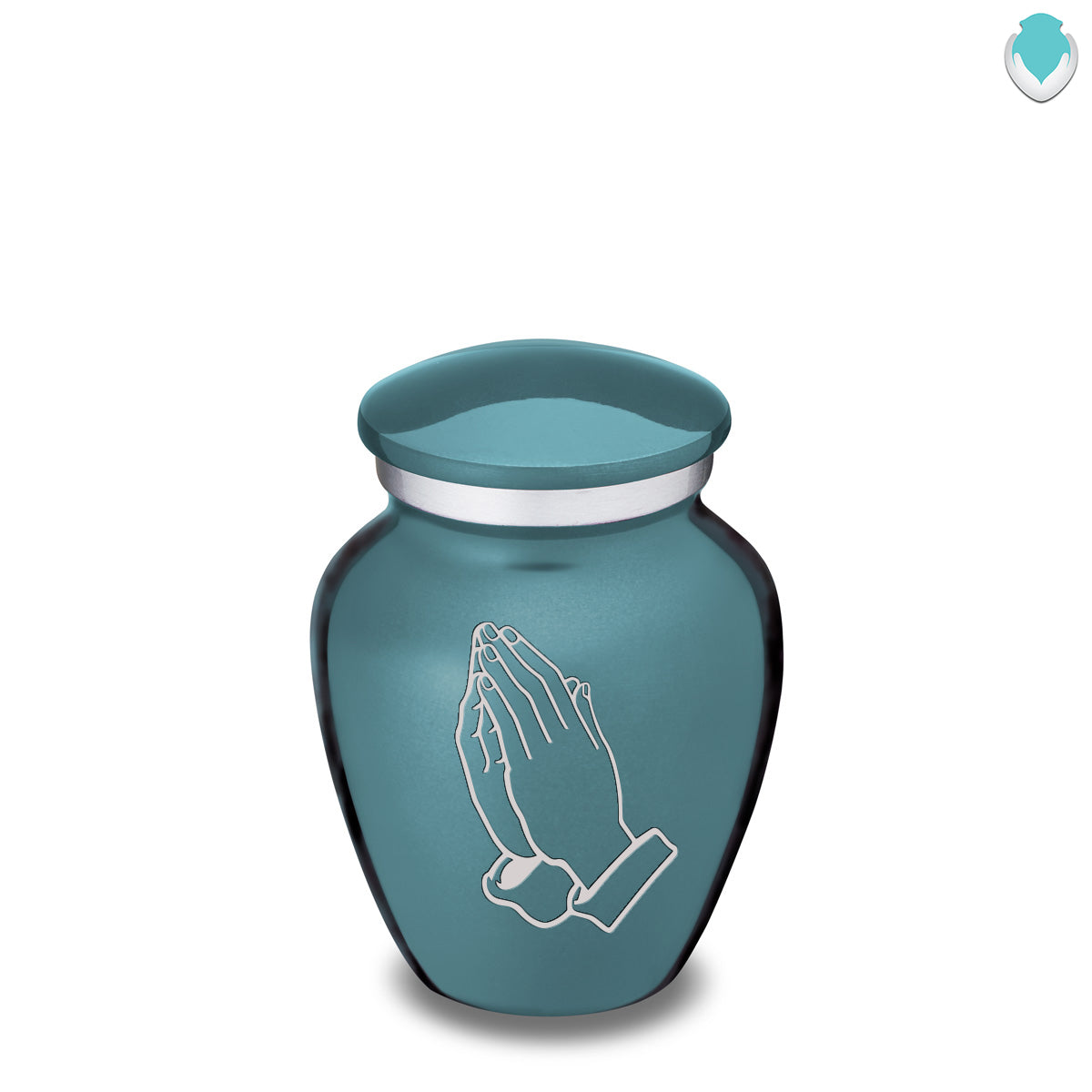 Keepsake Embrace Teal Praying Hands Cremation Urn