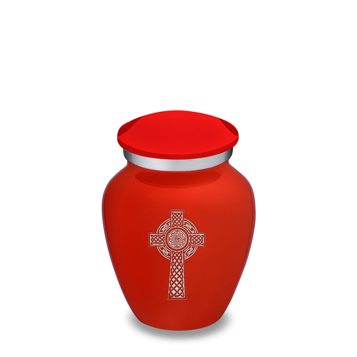 Keepsake Embrace Bright Red Celtic Cross Cremation Urn