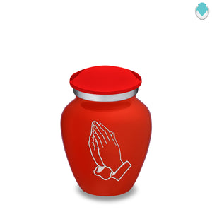 Keepsake Embrace Bright Red Praying Hands Cremation Urn
