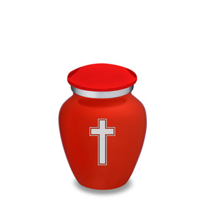 Keepsake Embrace Bright Red Simple Cross Cremation Urn