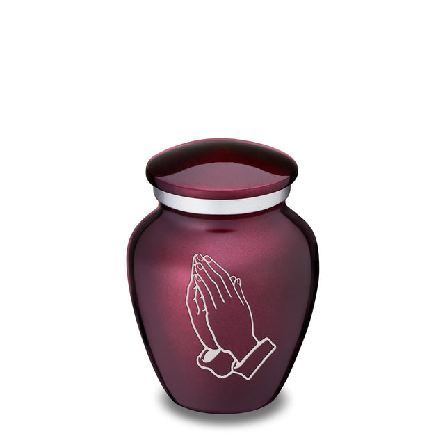 Keepsake Embrace Cherry Purple Praying Hands Cremation Urn
