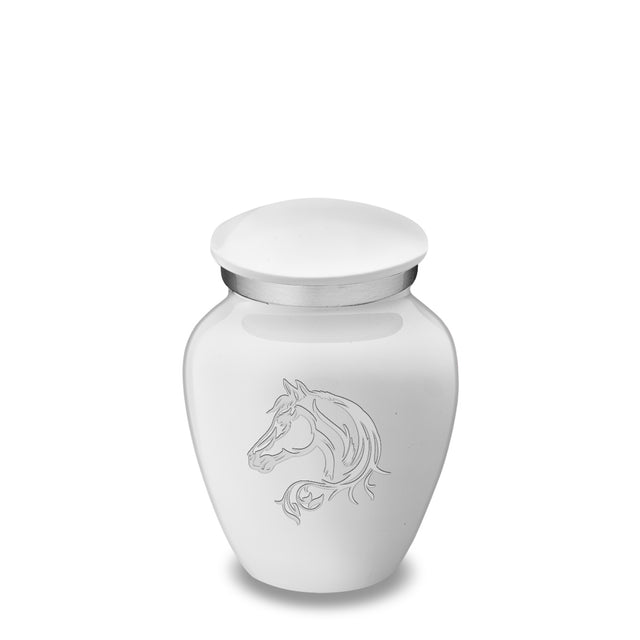 Keepsake Embrace White Horse Cremation Urn