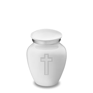 Keepsake Embrace White Simple Cross Cremation Urn