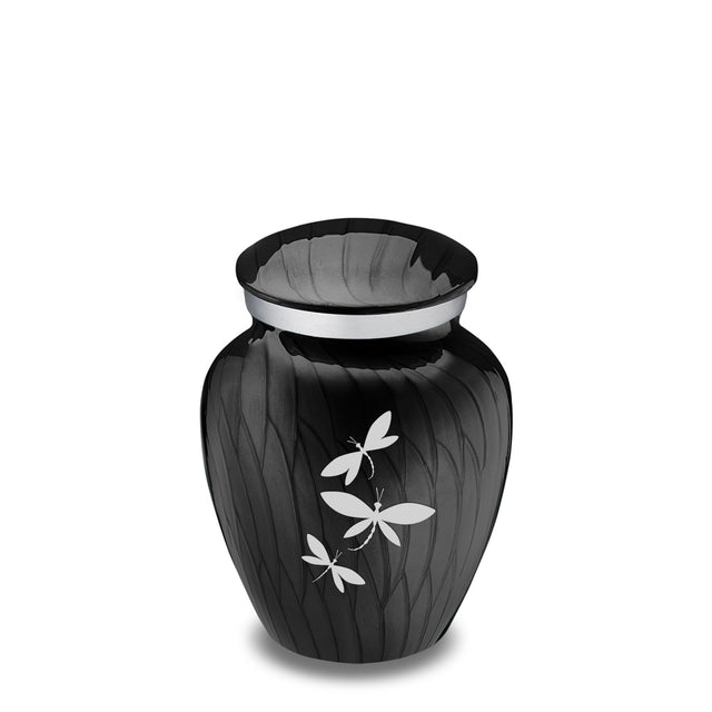 Keepsake Embrace Pearl Black Dragonflies Cremation Urn