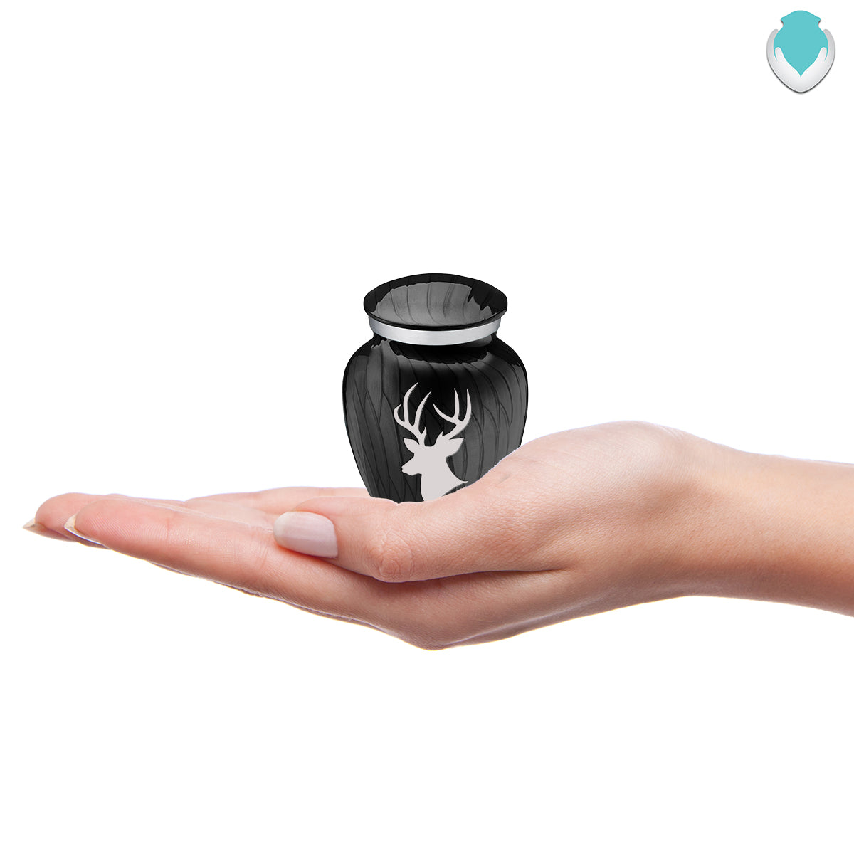 Keepsake Embrace Pearl Black Deer Cremation Urn