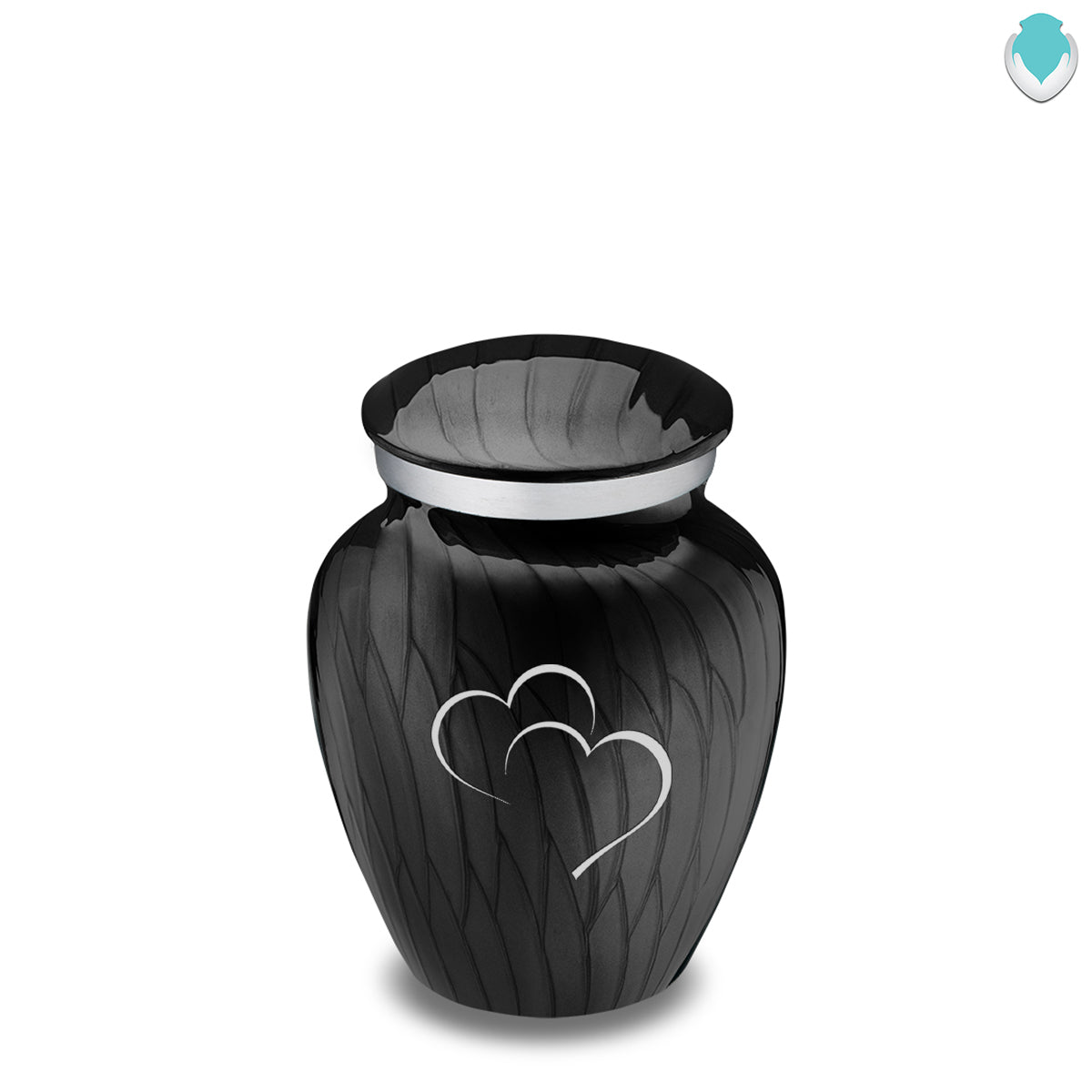 Keepsake Embrace Pearl Black Hearts Cremation Urn