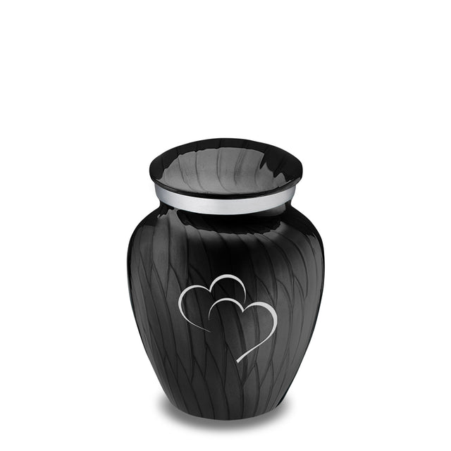Keepsake Embrace Pearl Black Hearts Cremation Urn