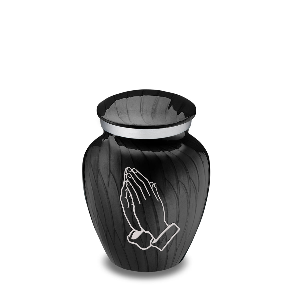 Keepsake Embrace Pearl Black Praying Hands Cremation Urn