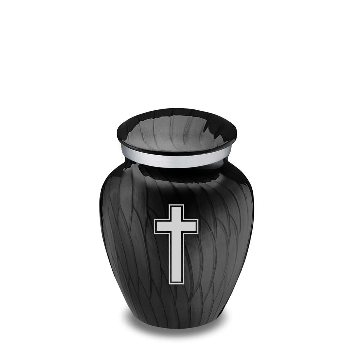 Keepsake Embrace Pearl Black Simple Cross Cremation Urn