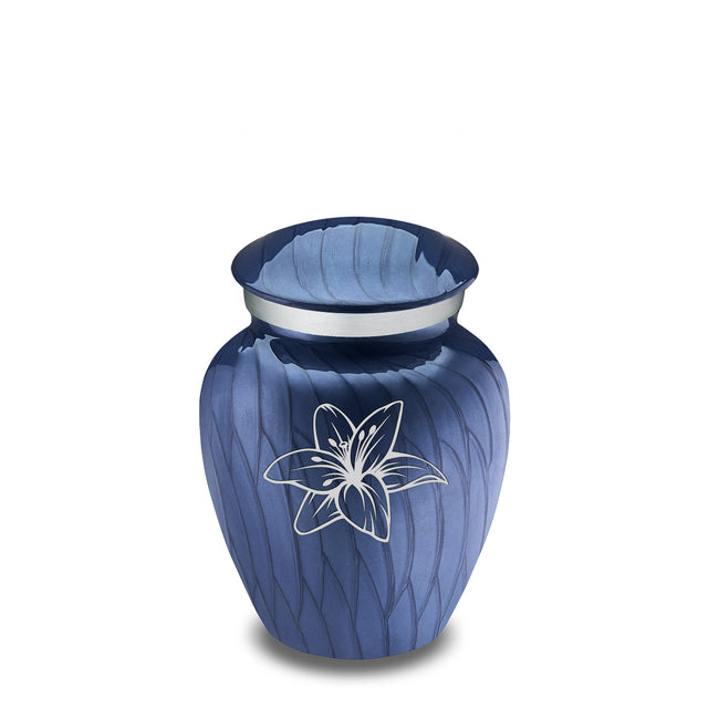 Keepsake Embrace Pearl Cobalt Blue Lily Cremation Urn