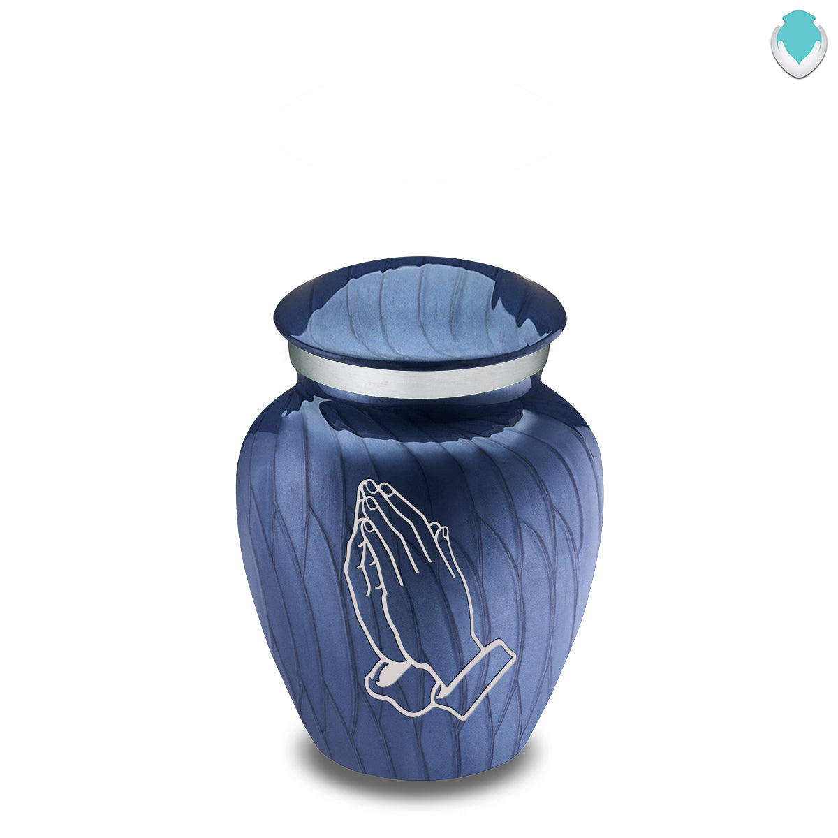 Keepsake Embrace Pearl Cobalt Blue Praying Hands Cremation Urn