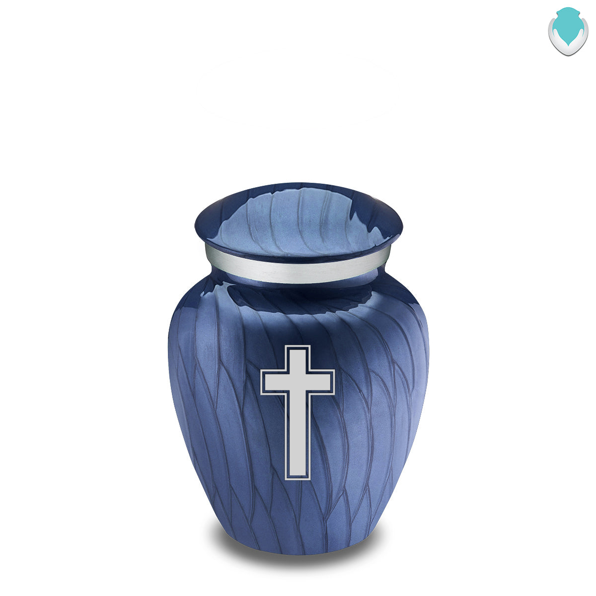 Keepsake Embrace Pearl Cobalt Blue Simple Cross Cremation Urn