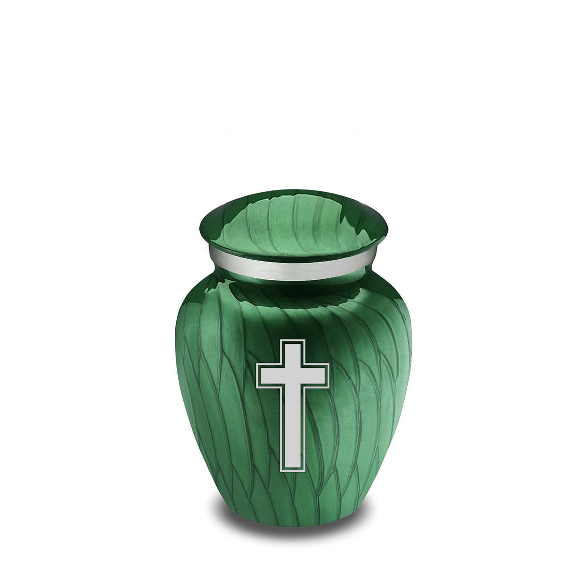 Keepsake Embrace Pearl Green Simple Cross Cremation Urn