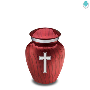Keepsake Embrace Pearl Candy Red Simple Cross Cremation Urn
