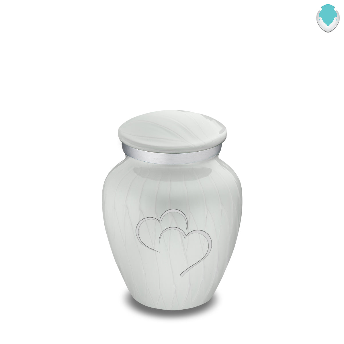 Keepsake Embrace Pearl White Hearts Cremation Urn
