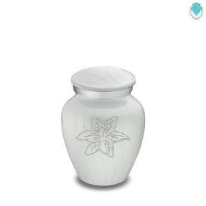 Keepsake Embrace Pearl White Lily Cremation Urn