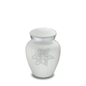 Keepsake Embrace Pearl White Lily Cremation Urn