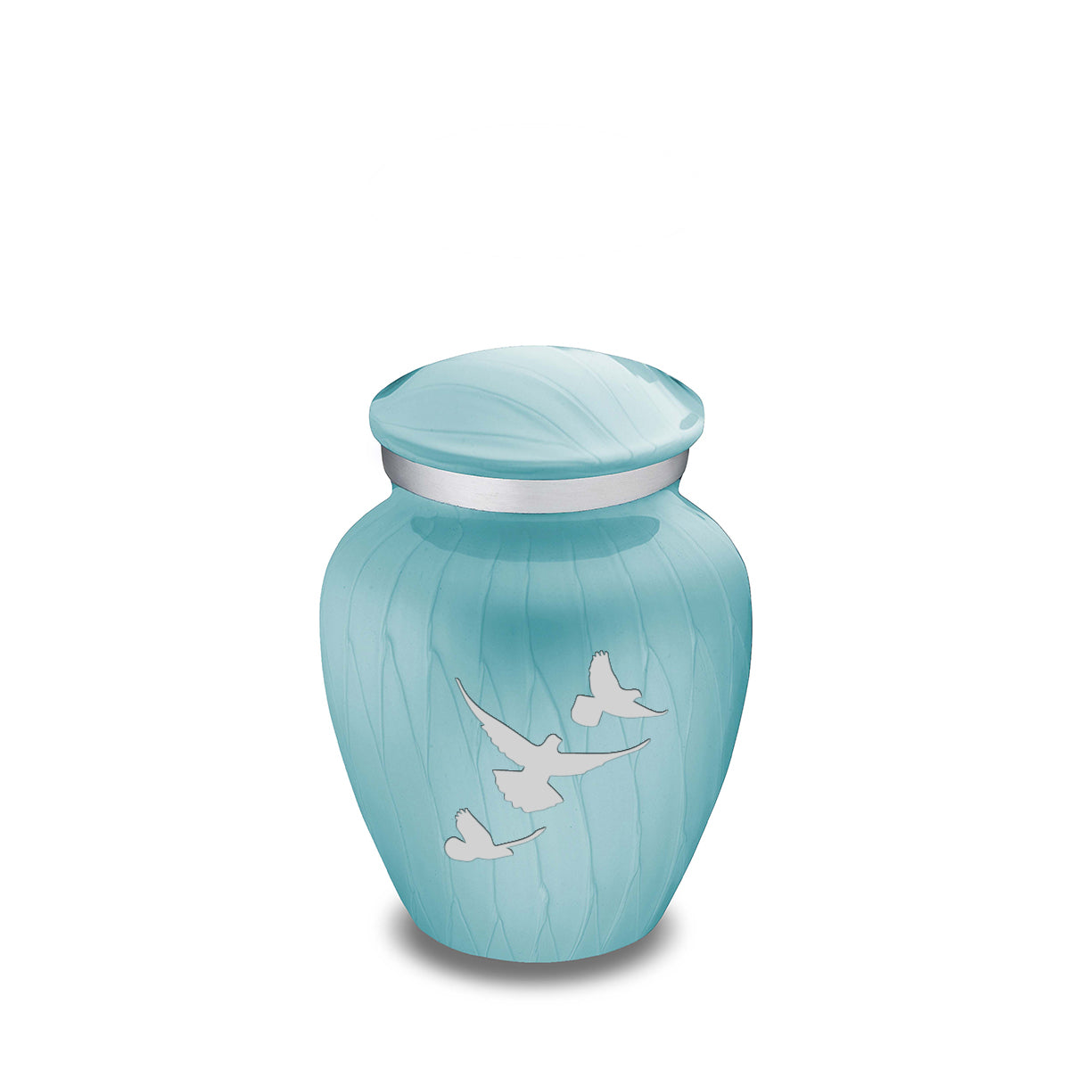 Keepsake Embrace Pearl Light Blue Doves Cremation Urn
