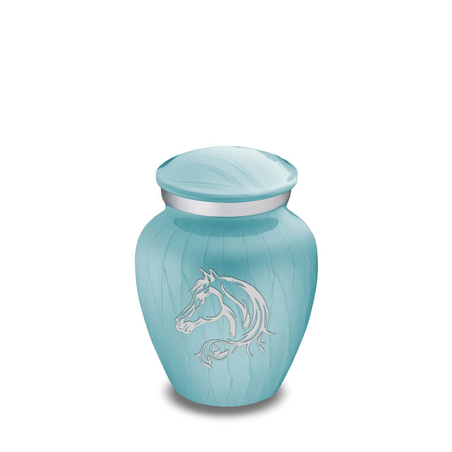 Keepsake Embrace Pearl Light Blue Horse Cremation Urn