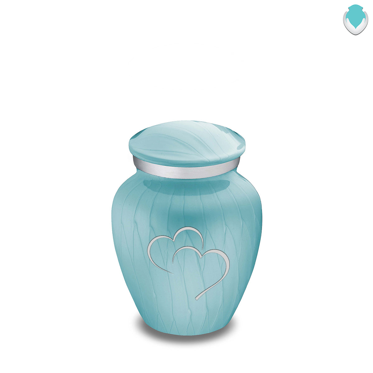 Keepsake Embrace Pearl Light Blue Hearts Cremation Urn