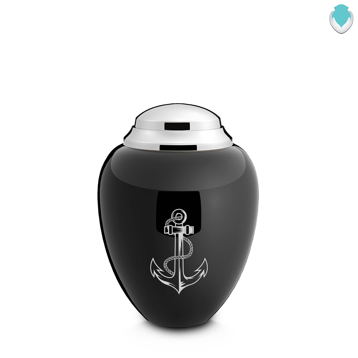 Keepsake Tribute Black and Shiny Pewter Anchor Cremation Urn
