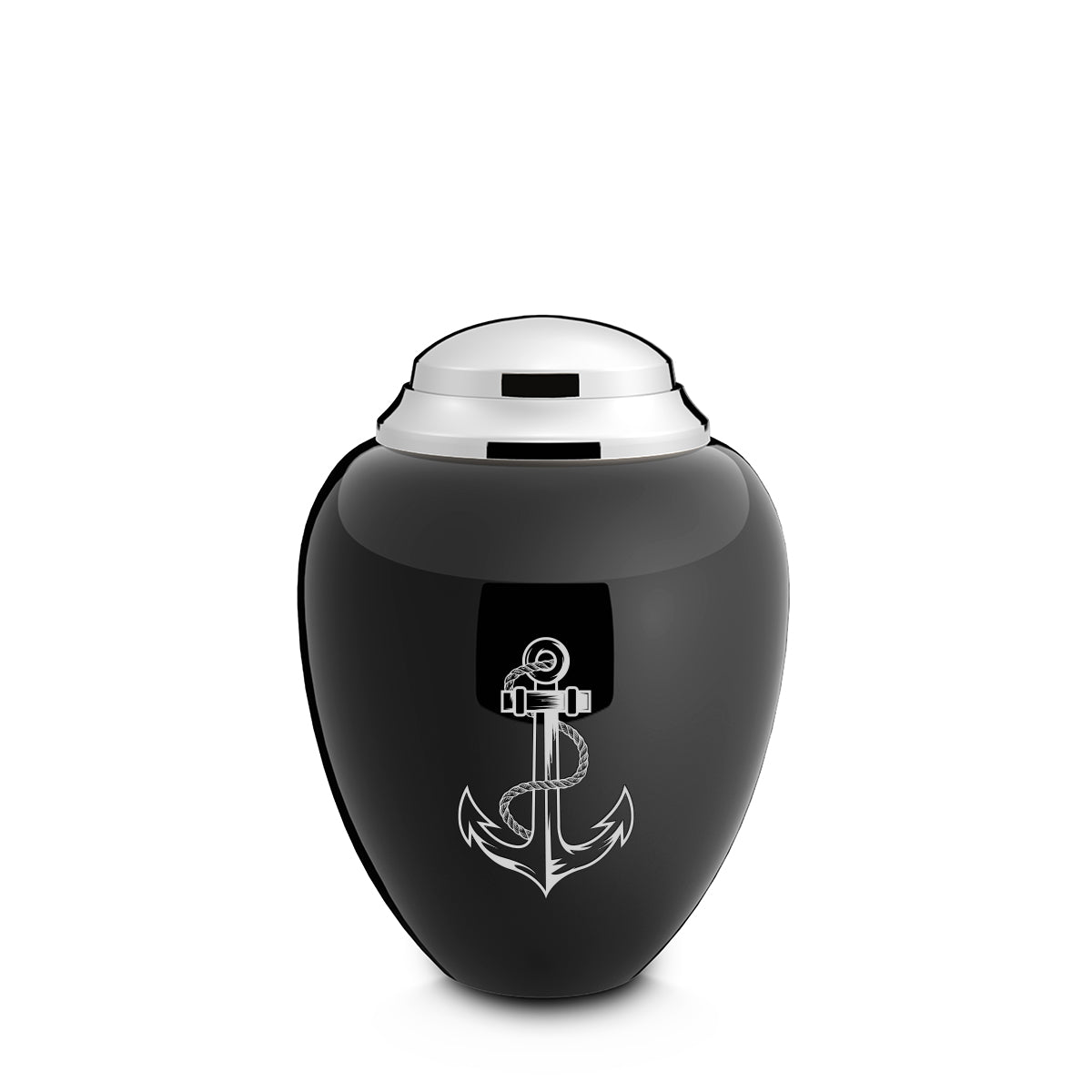 Keepsake Tribute Black and Shiny Pewter Anchor Cremation Urn