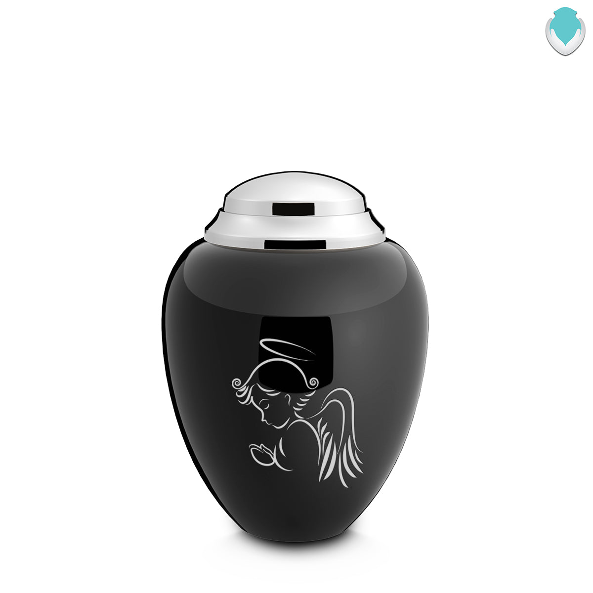 Keepsake Tribute Black and Shiny Pewter Angel Cremation Urn