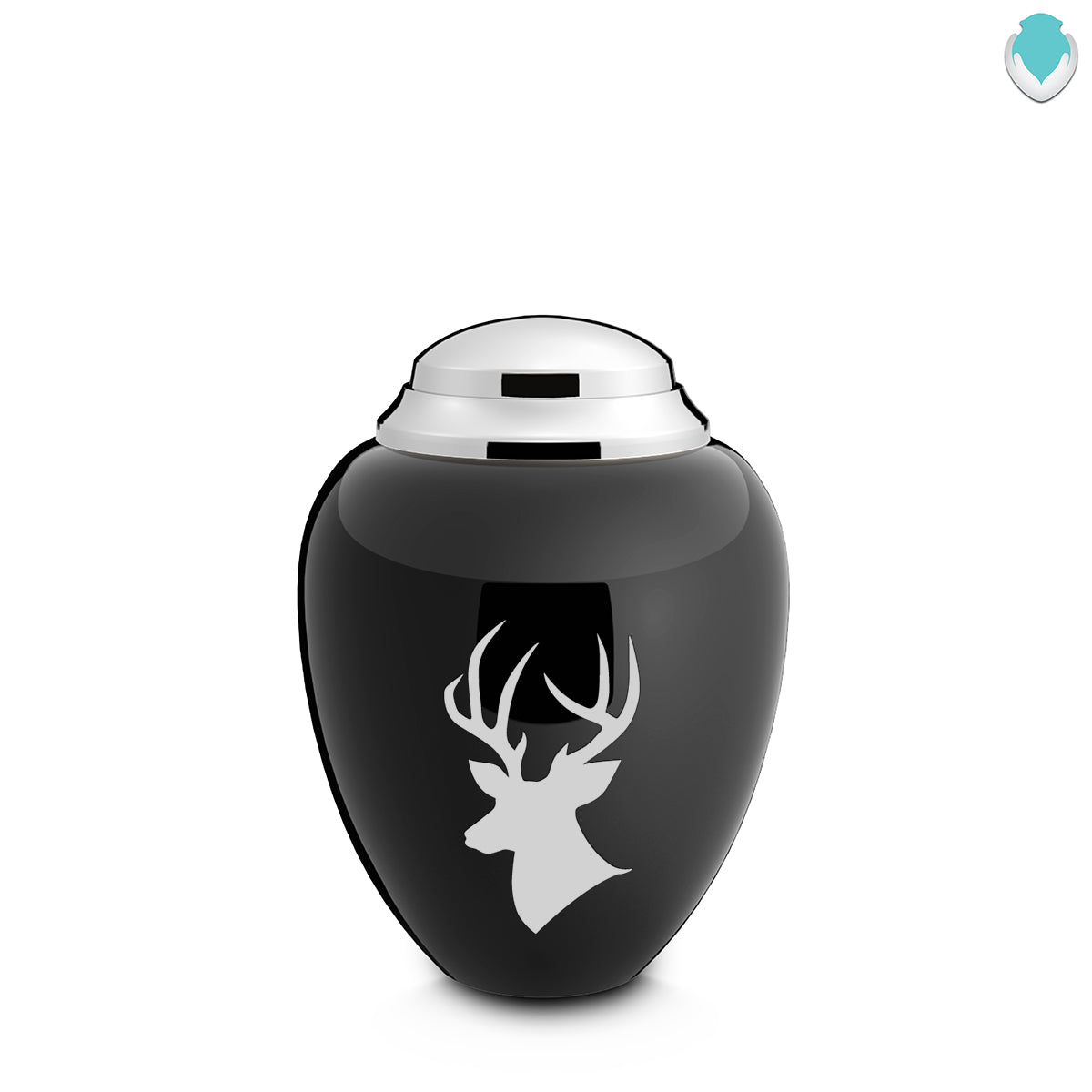 Keepsake Tribute Black and Shiny Pewter Deer Cremation Urn