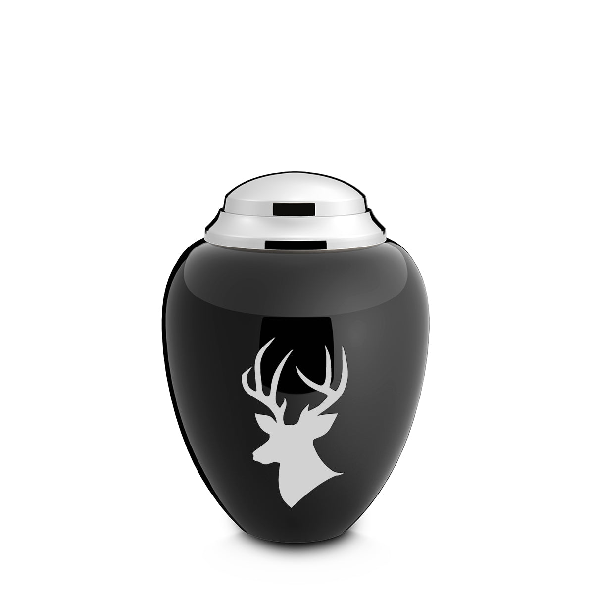 Keepsake Tribute Black and Shiny Pewter Deer Cremation Urn