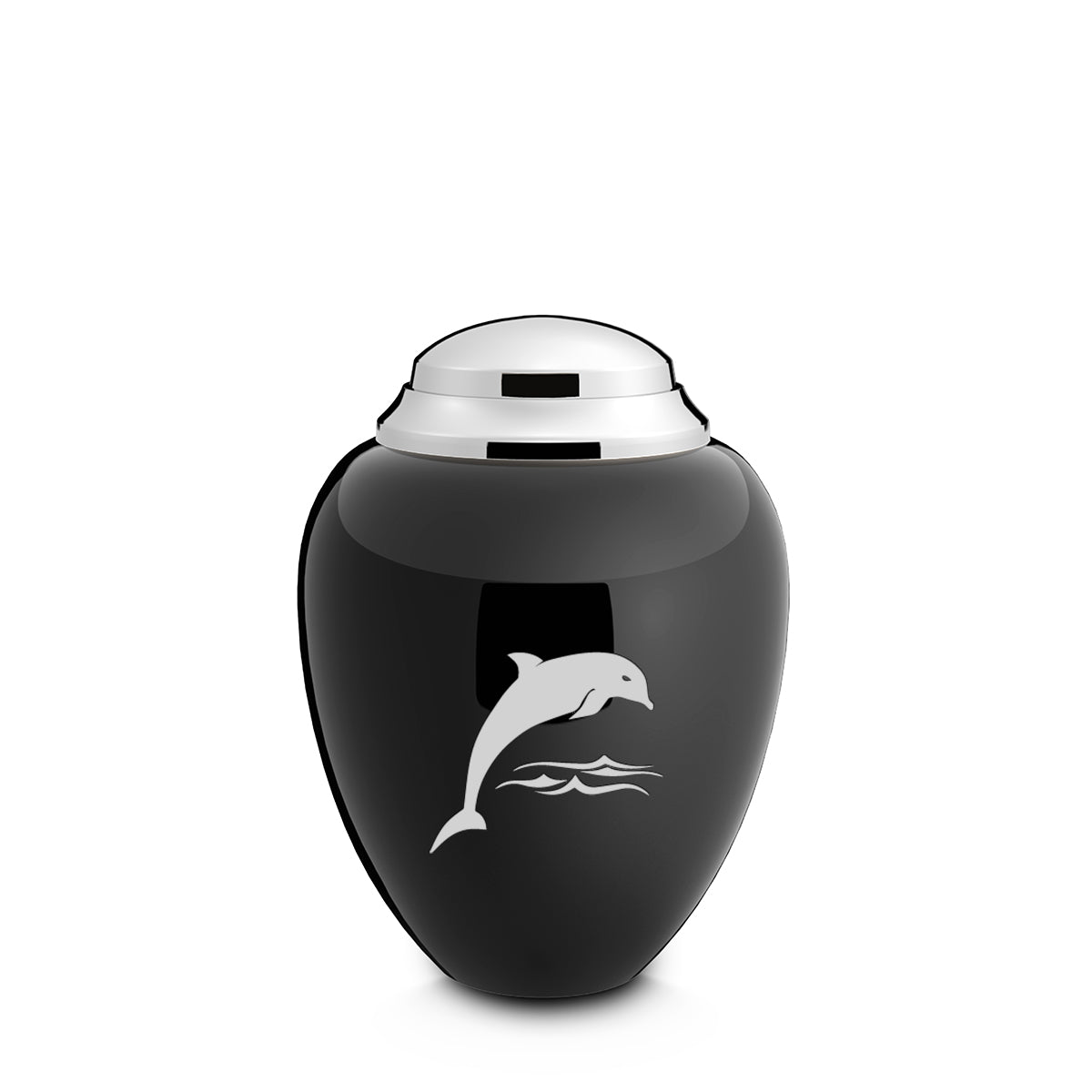 Keepsake Tribute Black and Shiny Pewter Dolphin Cremation Urn