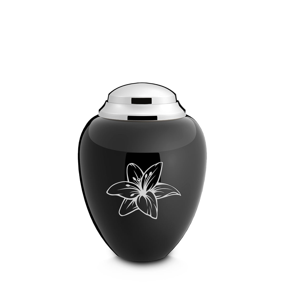 Keepsake Tribute Black and Shiny Pewter Lily Cremation Urn
