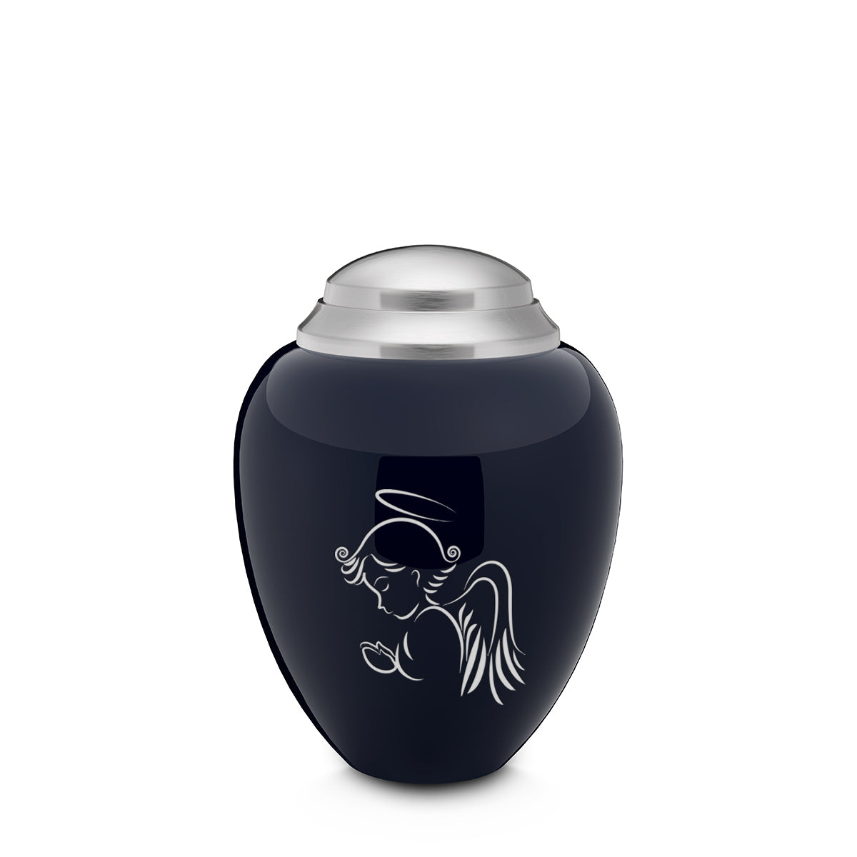 Keepsake Tribute Navy and Brushed Pewter Angel Cremation Urn