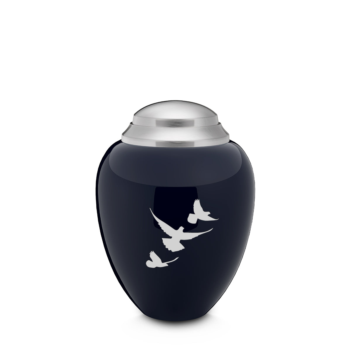 Keepsake Tribute Navy and Brushed Pewter Doves Cremation Urn