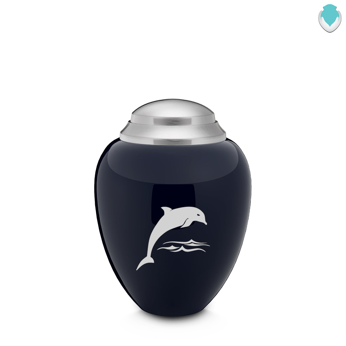 Keepsake Tribute Navy and Brushed Pewter Dolphin Cremation Urn