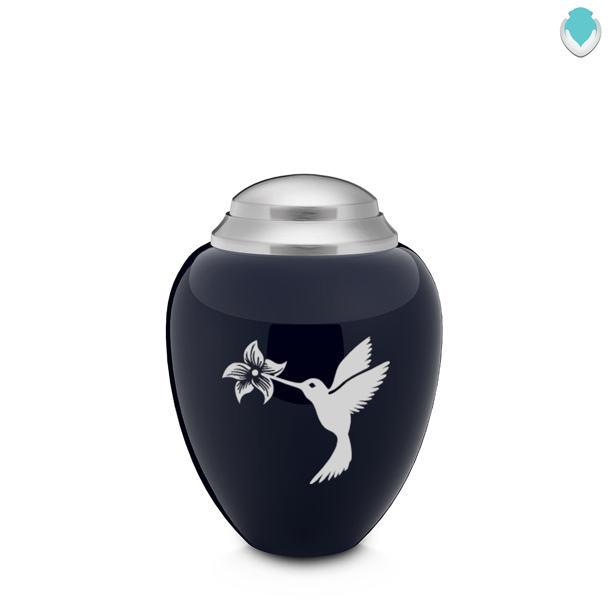 Keepsake Tribute Navy and Brushed Pewter Hummingbird Cremation Urn