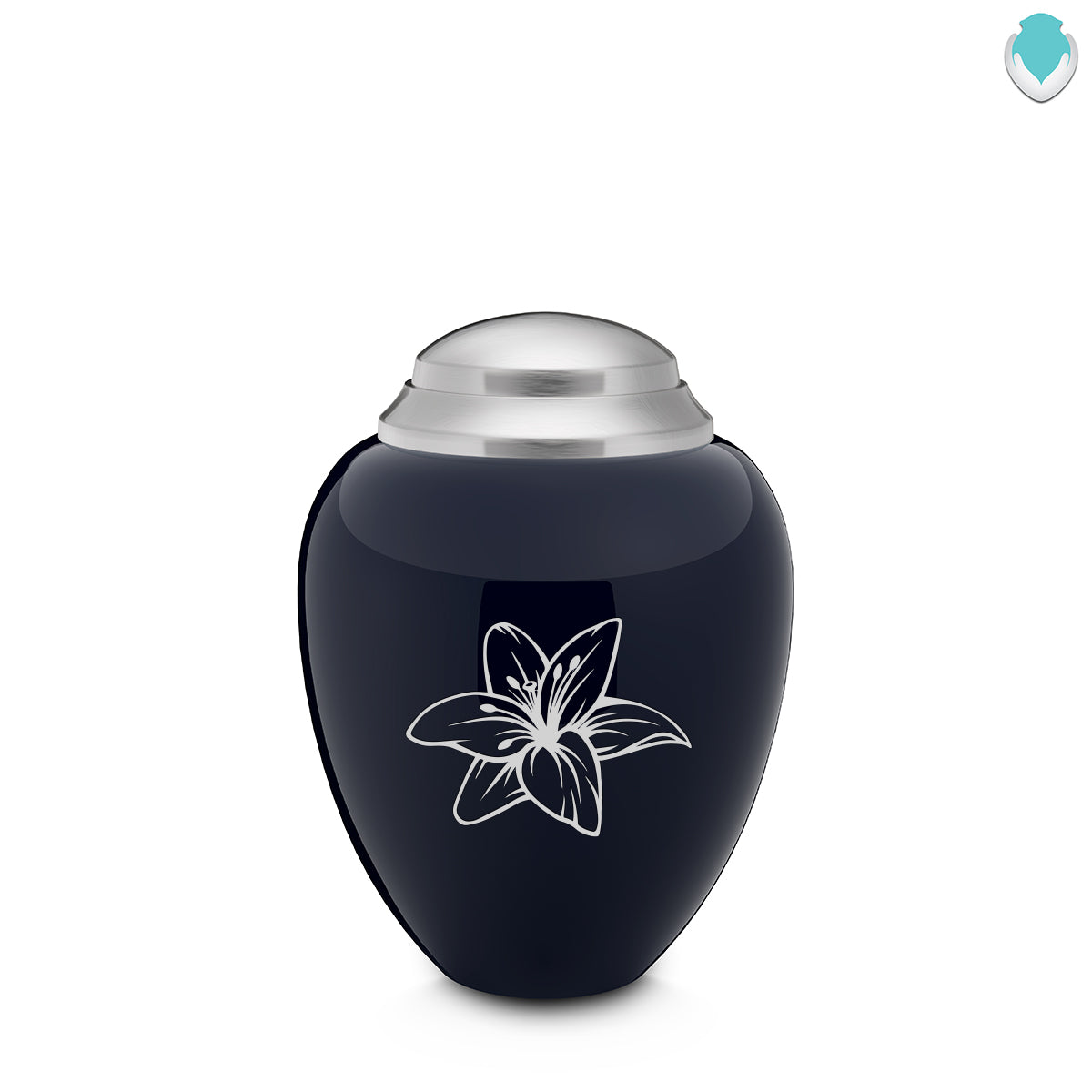Keepsake Tribute Navy and Brushed Pewter Lily Cremation Urn