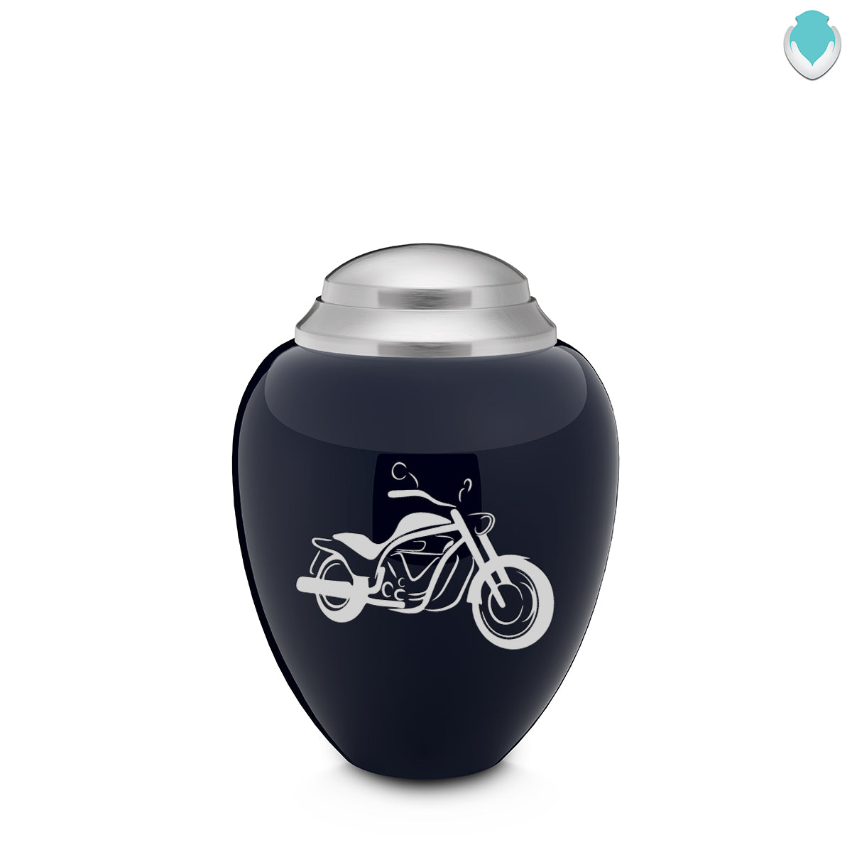 Keepsake Tribute Navy and Brushed Pewter Motorcycle Cremation Urn