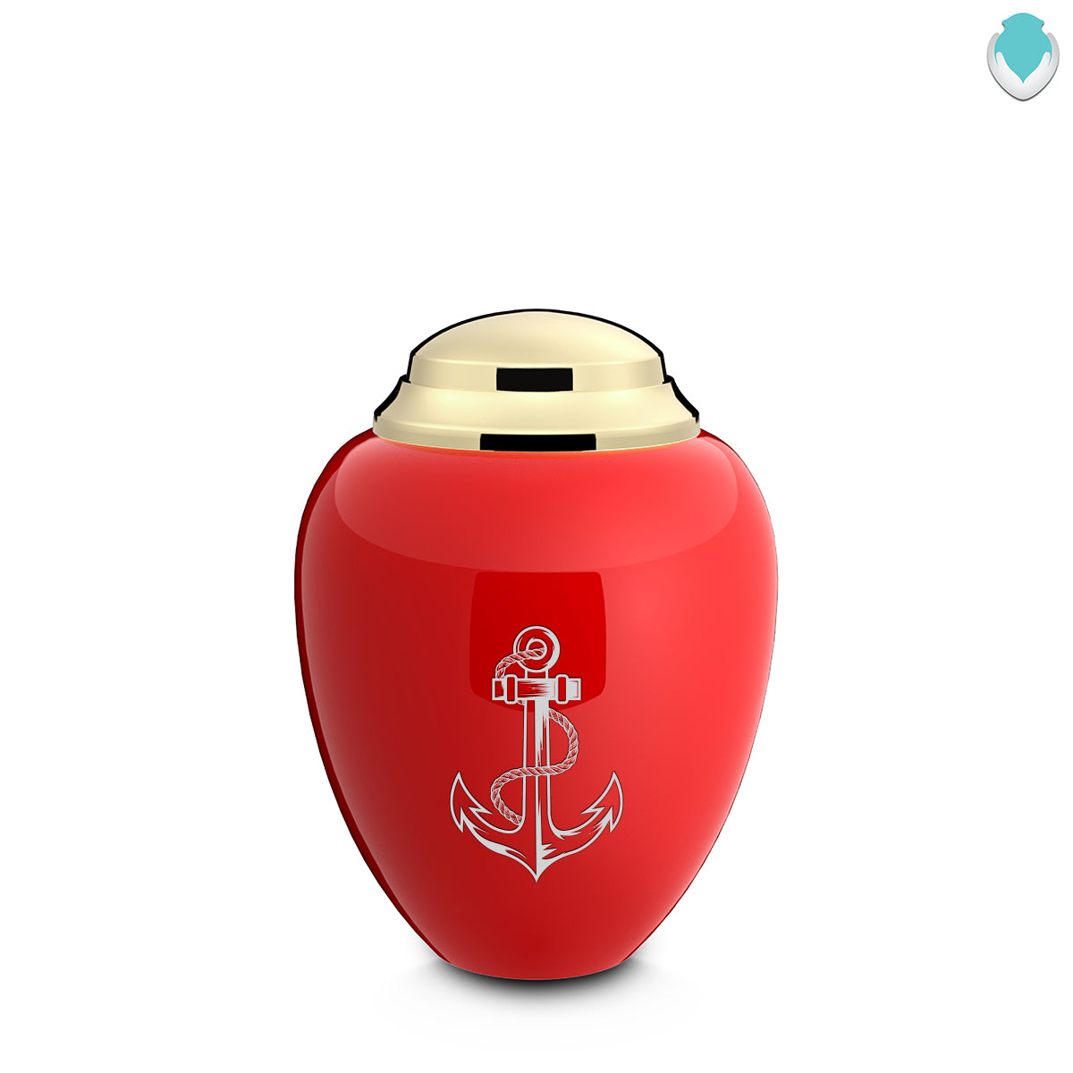 Keepsake Tribute Red and Shiny Brass Anchor Cremation Urn