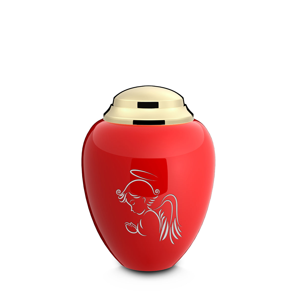 Keepsake Tribute Red and Shiny Brass Angel Cremation Urn