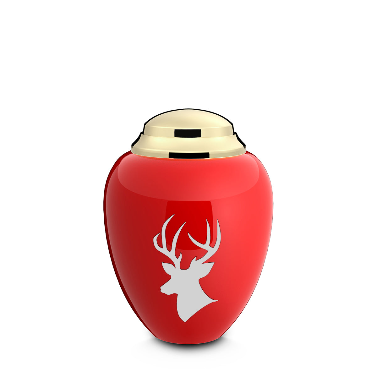 Keepsake Tribute Red and Shiny Brass Deer Cremation Urn